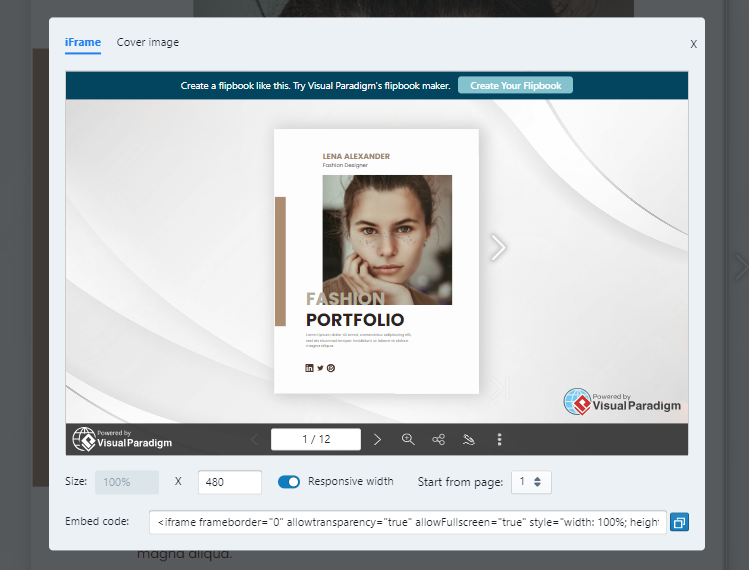 Embed the flipbook to other website like your blog.