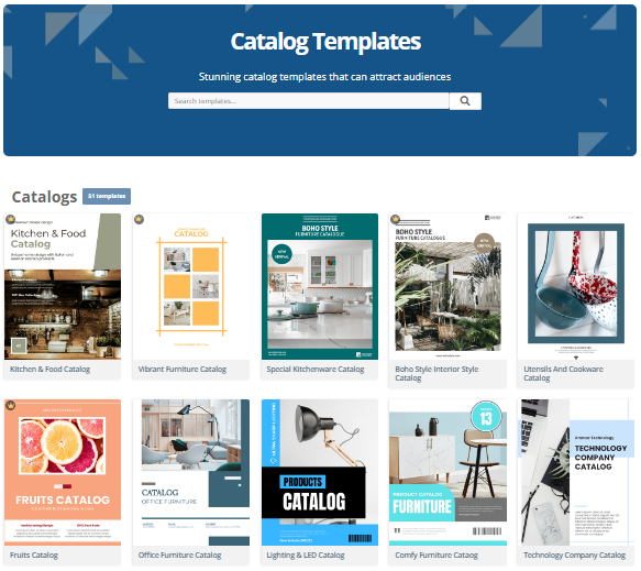 Various of catalog templates are provided in the template library for you to easily start creating.