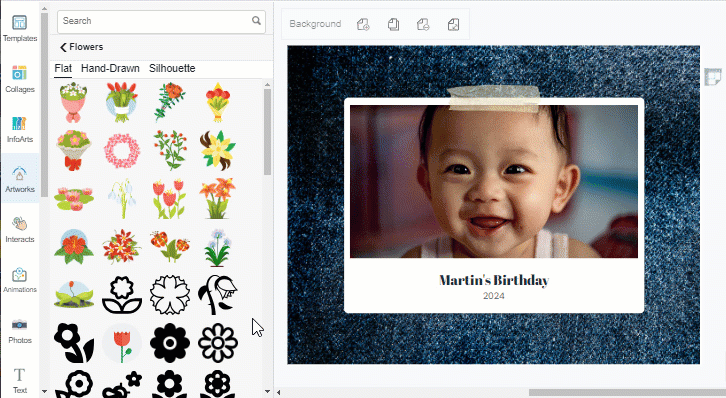 Easily add different elements to your flipbook by dragging and dropping them.