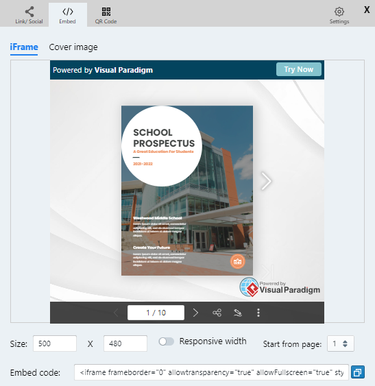 Copy the embed code to integrate your bookshelf into other platforms, such as websites or blogs
