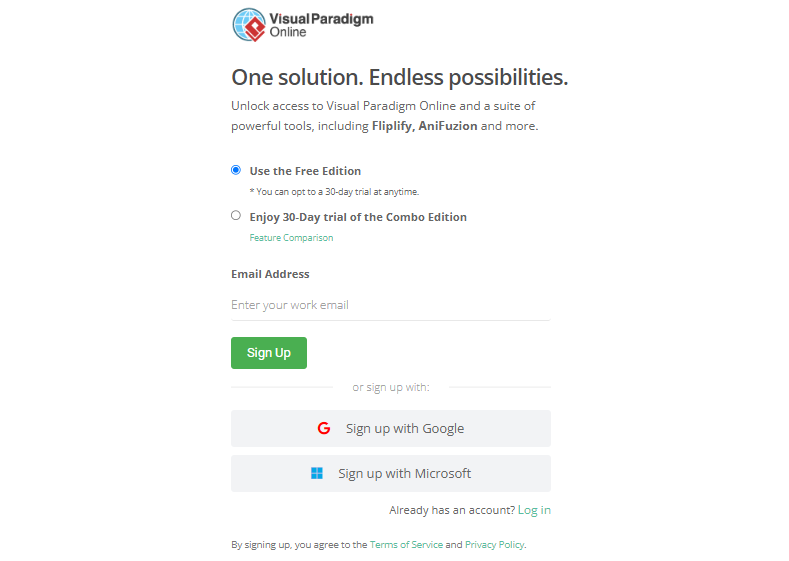 Sign up an account in VP Online and start your creating now.