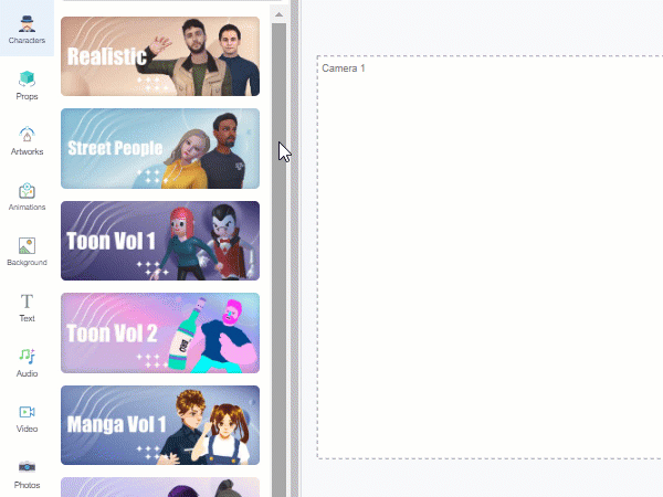 Add the 3D characters to the flipbook as part of the content.